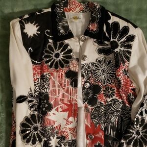 Sandy Starkman Black and Red Floral Jacket